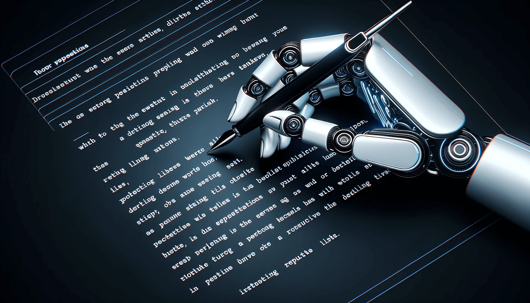 Robotic hand automatically drafting content, illustrating the power of AI in content creation